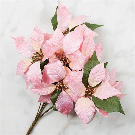 Pink Artificial Poinsettia Bush Bushes Bouquets Florals Craft