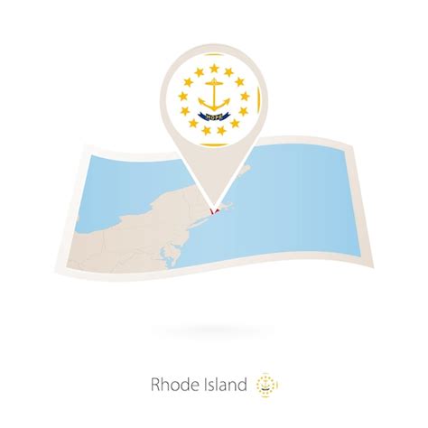 Premium Vector Folded Paper Map Of Rhode Island Us State With Flag