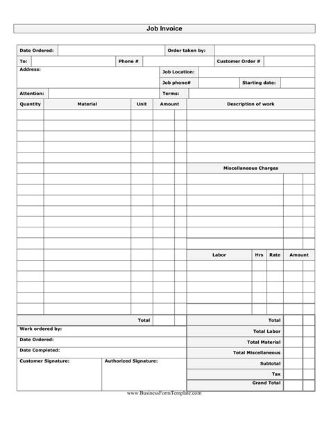 Job Invoice Template Fill Out Sign Online And Download Pdf