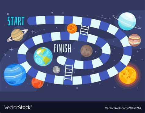 Kids Space Board Game Template Royalty Free Vector Image Spon