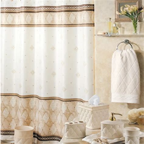 Corinthia Beige Diamond Shower Curtain Mildew Resistant Polyester