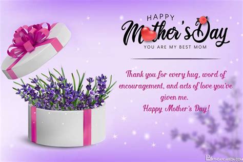 Happy Mothers Day Wishes Card With Lavender T Box