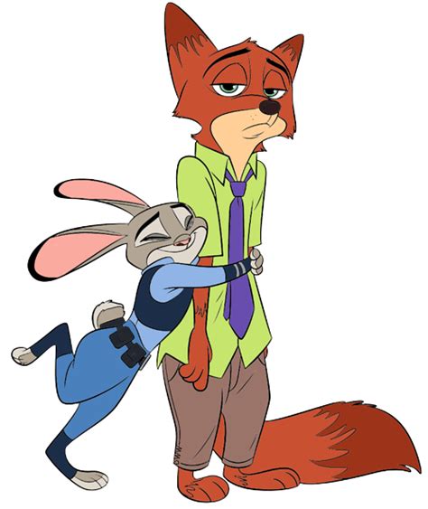 Clip Art Of Judy Hopps Hugging Nick Wilde Zootopia Cartoon Character