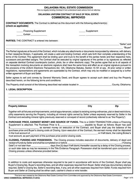 Commercial Improved State Of Oklahoma Ok Fill Out And Sign Online