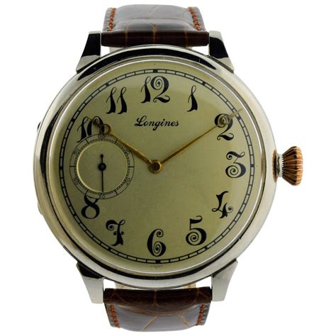 Longines Nickel Finished Super Sized Manual Wind Watch At 1stdibs