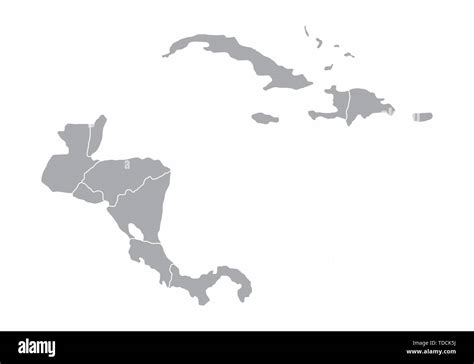 Centroamérica Mapa Gris Aislado Sobre Fondo Blanco Imagen Vector De