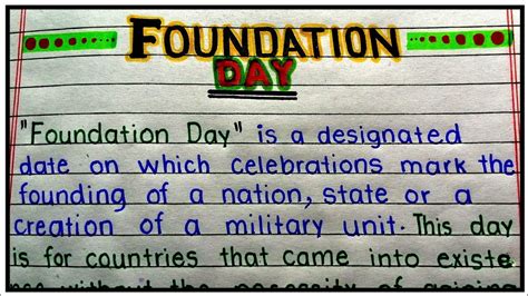 Write An Essay On Foundation Day Foundation Day Essay In English