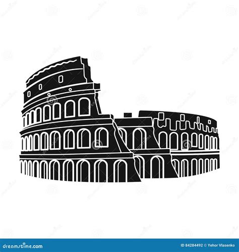 Colosseum In Italy Icon In Black Style Isolated On White Background