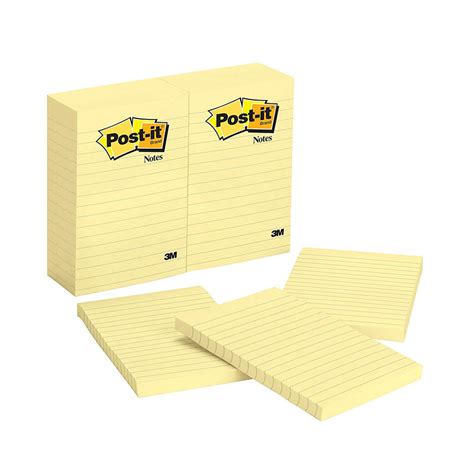Post It Yellow Lined 4x6 Notes 100 Sheets
