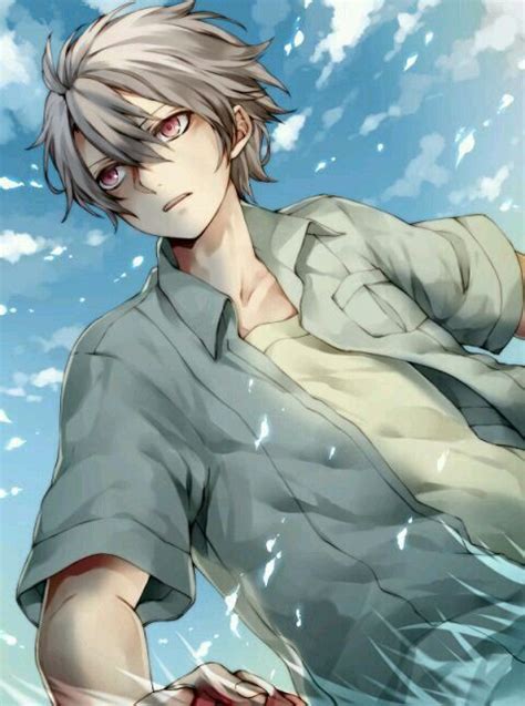 This white haired anime boy is one of the main characters in the snow white with the red hair anime and manga series. Akise Aru, Mirai Nikki, Smile, anime, boy, white hair ...