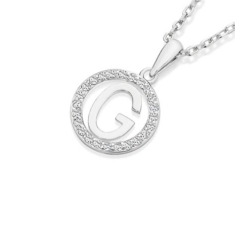 Silver Initial G In Cz Round Pendant Prouds