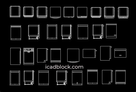 Dishwasher Cad Block Collection In Dwg Icadblock