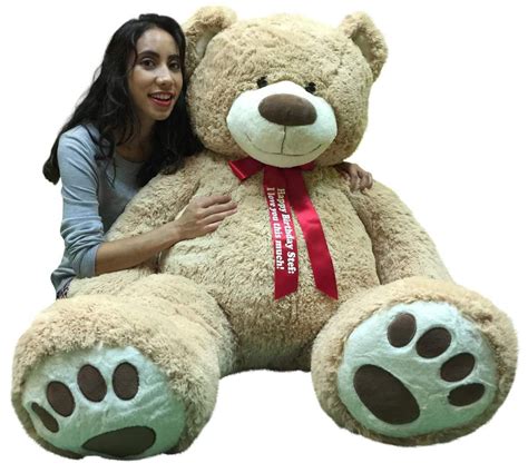Buy Big Plush Giant Teddy Bear With Personalized Red Satin Neck Ribbon Huge 5 Foot Extra Soft