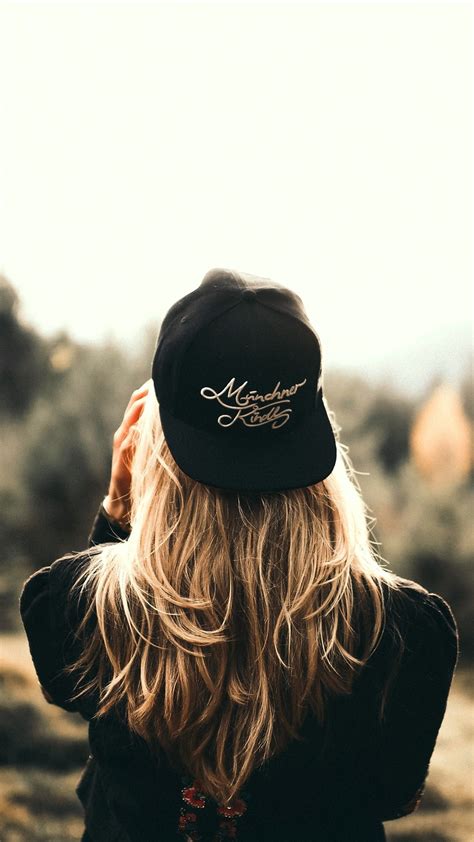 Blonde Girl Cap Back View 1080x1920 Iphone 8 7 6 6s Plus Wallpaper Background Picture Image