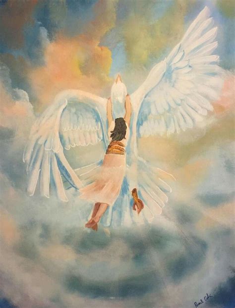 Riding On Holy Spirit Dove Wings Flying High Prophetic Art Painting