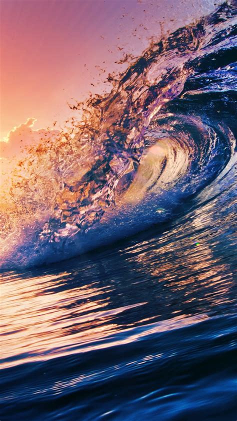 Ocean Wave On Sunset Backiee