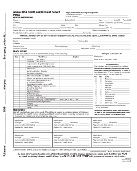 2023 Bsa Medical Form Fillable Printable Pdf And Forms Handypdf