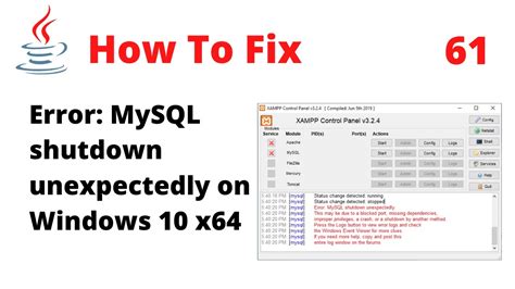 How To Fix The Xampp Error Mysql Shutdown Unexpectedly Youtube