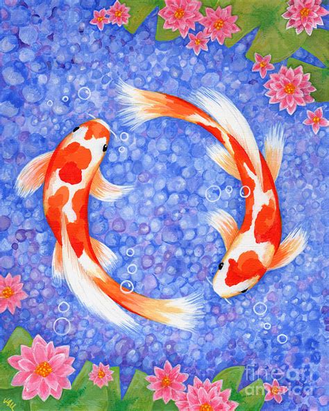 Koi For Love Painting By Julia Underwood Pixels