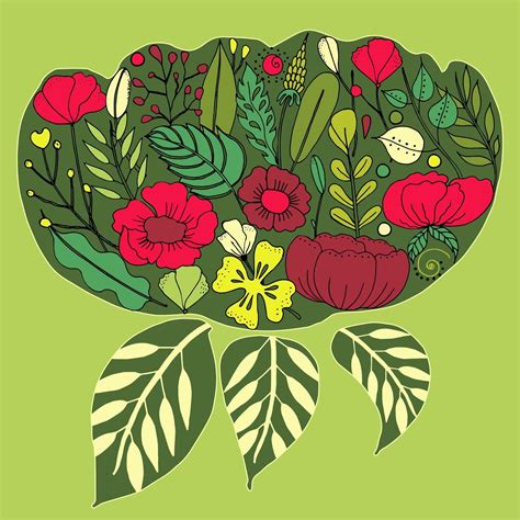 Ilustração Vetorial Na Forma De Uma Flor Cheia De Flores 2512017 Vetor