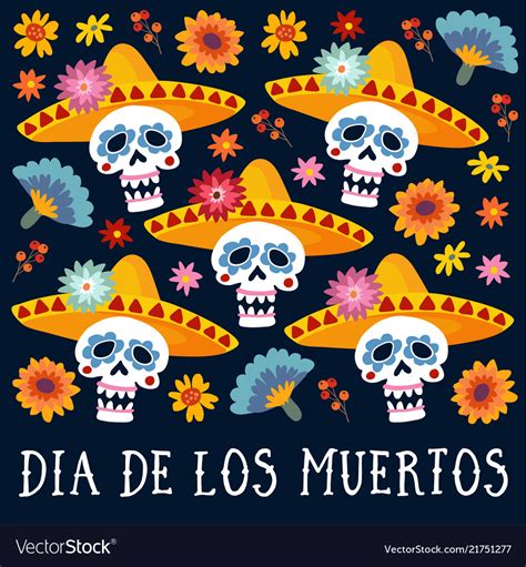 Dia De Los Muertos Greeting Card Invitation Vector Image