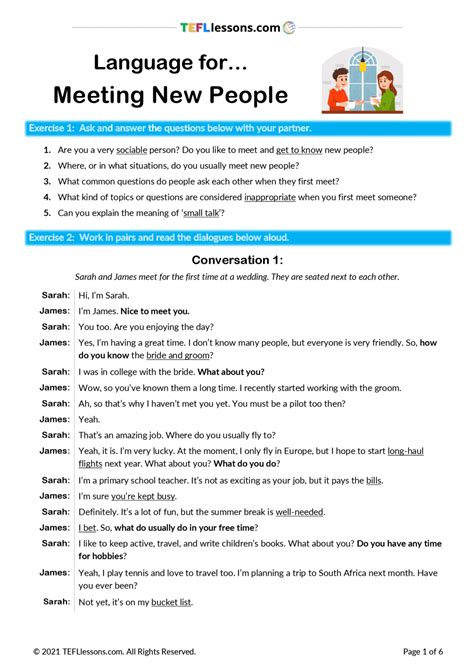 Meeting New People Language Esl Worksheets