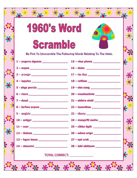 Word Scramble Printables