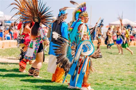 Powwow Native Americans Dressed In Full Regalia Details Of Regalia Close Up Editorial Stock