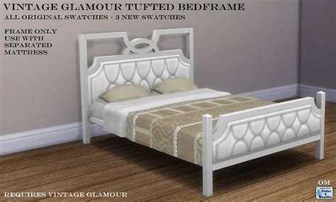 Sims 4 Ccs The Best Vintage Glamour Tufted Bed Frame By