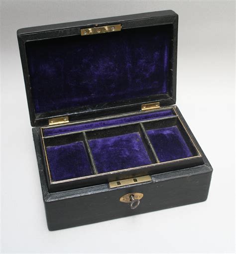 A Rectangular Black Antique Leather Jewellery Box Williams Antiques
