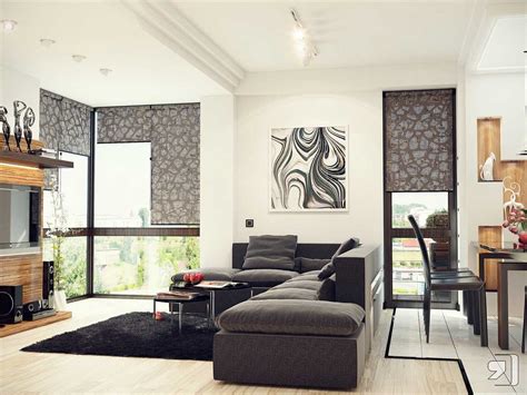 Add a singular piece of black and white art to one wall to give an air of minimalist panache. Gray Living Room for Minimalist Concept - Amaza Design