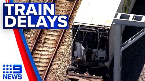 Major Delays After Freight Train Catches Fire 9 News Australia Youtube