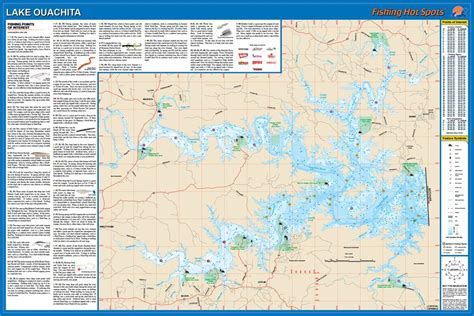 Lake Ouachita Arkansas Waterproof Map Fishing Hot Spots