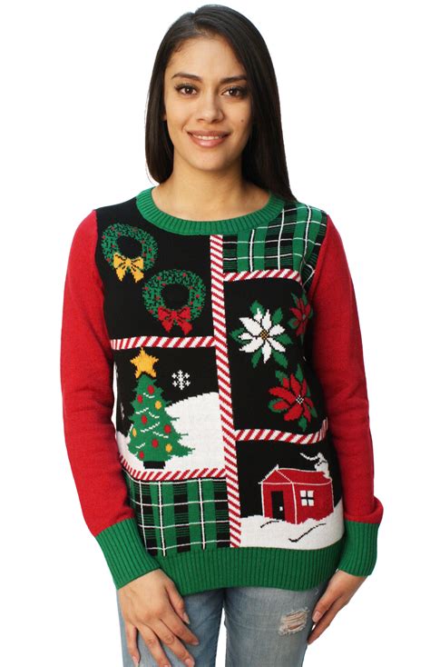 Ugly Christmas Sweater Womens Christmas Collage Led Light Up Sweater