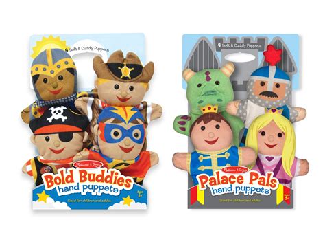 Melissa Doug Adventure Hand Puppets Set Of 2 4 Puppets In Each