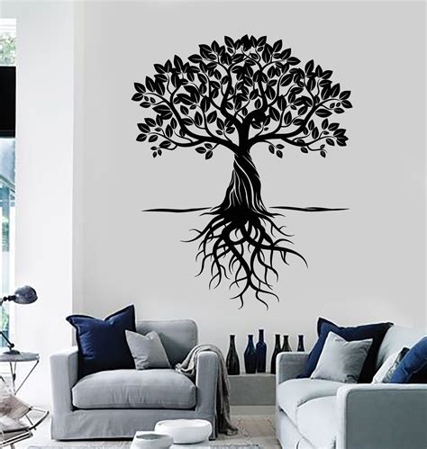 Vinyl Wall Decal Tree Roots Leaves Home Art Decor Stickers Murals