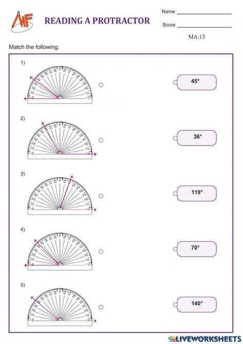 Drawing Angles With A Protractor Worksheet