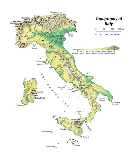 Detailed Topography Map Of Italy Italy Europe Mapsland Maps Of The World