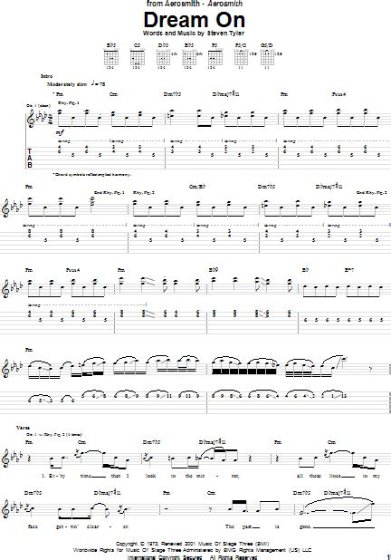 Dream On Guitar Tab Zzounds