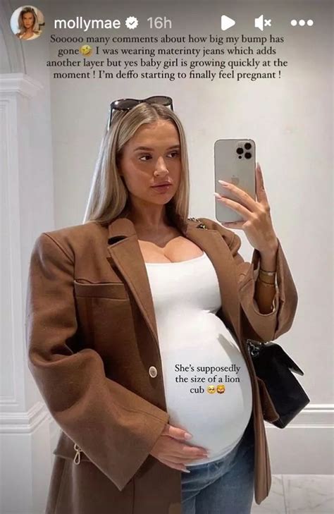 pregnant molly mae hague teases imminent due date as fans gush over new bump snaps daily star