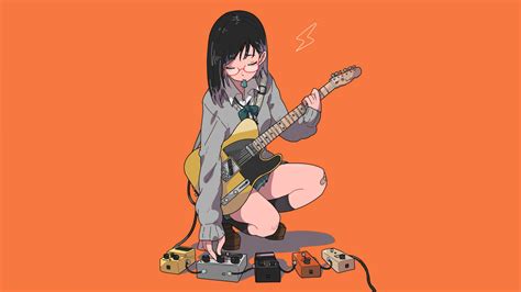 Wallpaper Manga Anime Girls Simple Background Minimalism Orange