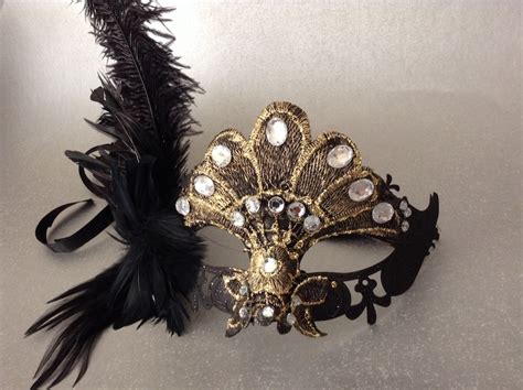 Couples Masquerade Ball Party Black Gold Brocade Lace Mask Etsy