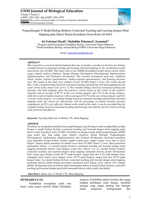 PDF Pengembangan E Modul Biologi Berbasis Contextual Teaching And