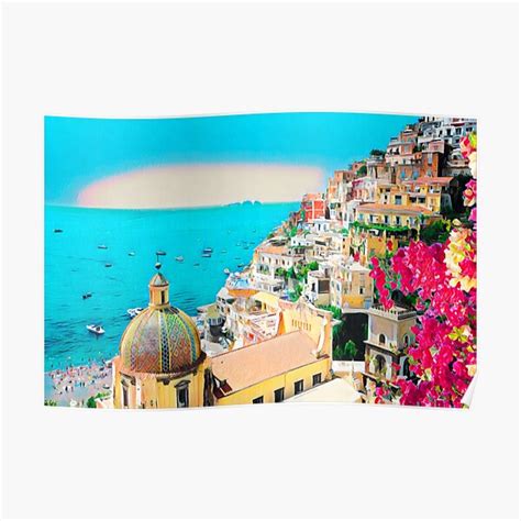 Amalfi Coast View Poster For Sale By Sofia Draws Redbubble