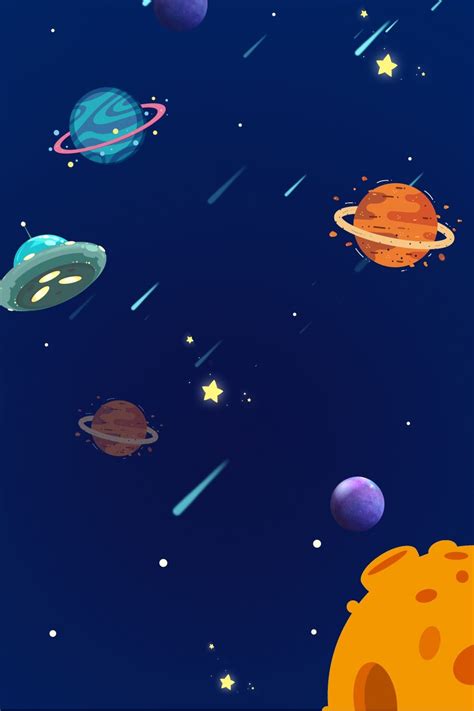 Blue Cartoon Space Technology Background Wallpaper Image For Free
