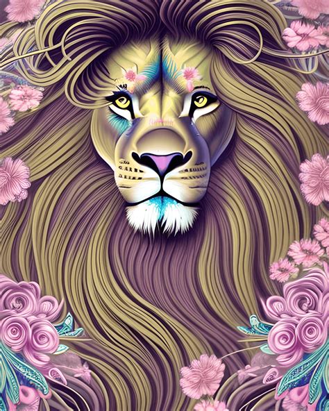 Beautiful Lion With Long Hair · Creative Fabrica