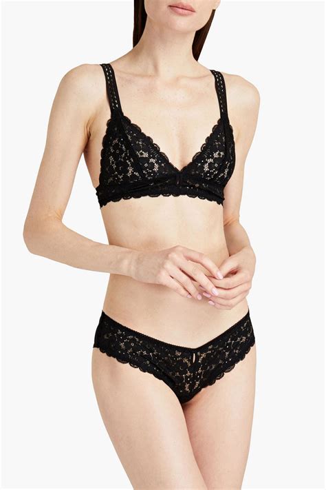 Stella Mccartney Lace And Stretch Jersey Mid Rise Briefs The Outnet