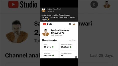 Sandeep Maheshwari Completed Million Subscribers Newz Slidez Youtube