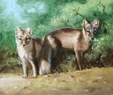 Arctic Fox Wildlife 20x24 Oil On Canvas Painting By By Rustyart