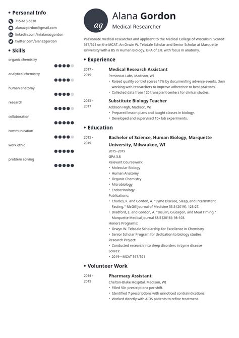 Medical School Resume—examples And Tips For Med Students